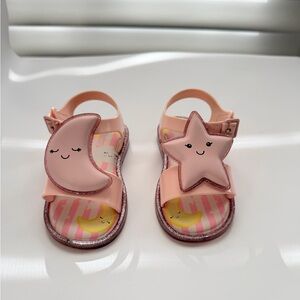 Mini Melissa Size 8 Pink Sandals with Moon and Star
